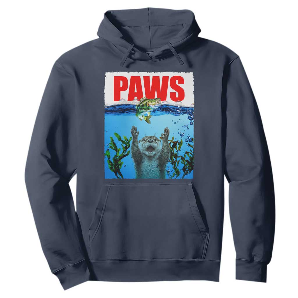 Paws Parody Hoodie Otter Chasing Bass Fish Ocean TS14 Navy Print Your Wear