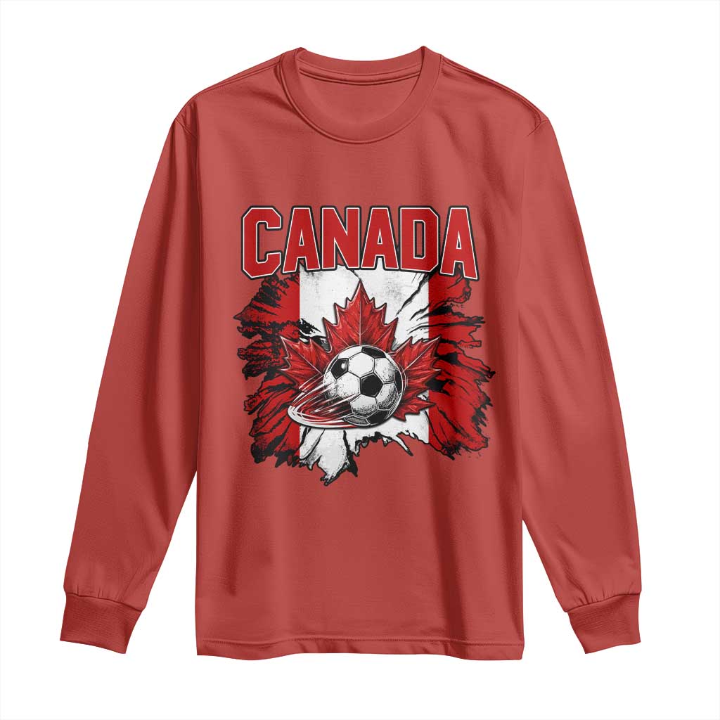 Canada Soccer Fan Long Sleeve Shirt Canadian Football Game Day Suppoter TS14 Red Print Your Wear
