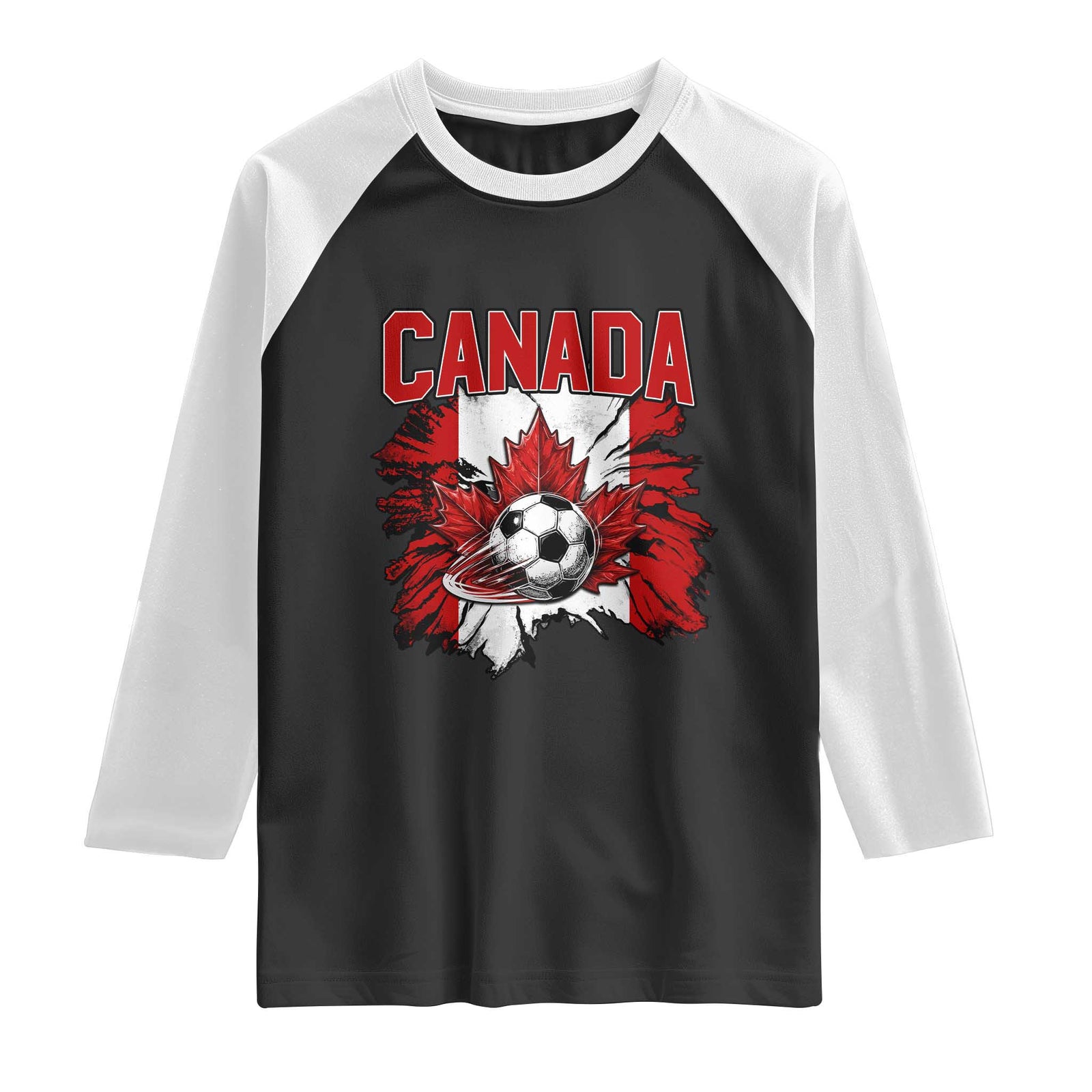 Canada Soccer Fan Raglan Shirt Canadian Football Game Day Suppoter TS14 Black White Print Your Wear