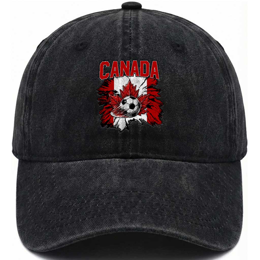 Canada Soccer Fan Washed Cotton Baseball Cap Canadian Football Game Day Suppoter TS14 Print Your Wear