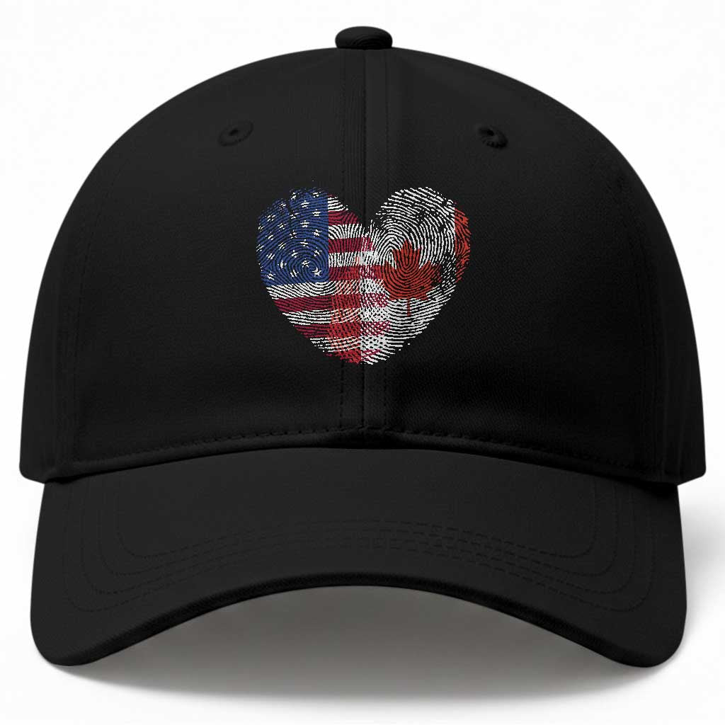 Half Canadian Half American USA Flag Canada America Baseball Cap TS14 Print Your Wear