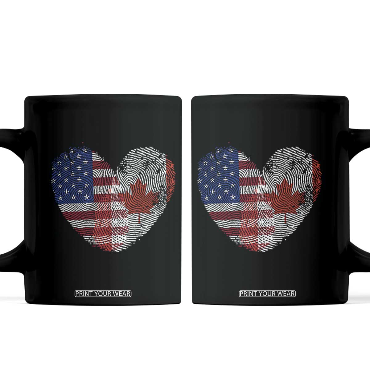 Half Canadian Half American USA Flag Canada America Coffee Mug TS14 Black Print Your Wear