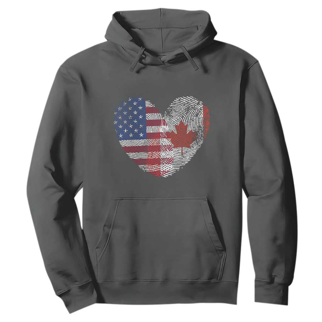 Half Canadian Half American USA Flag Canada America Hoodie TS14 Dark Heather Print Your Wear