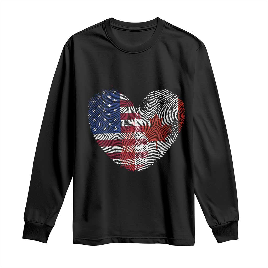 Half Canadian Half American USA Flag Canada America Long Sleeve Shirt TS14 Black Print Your Wear