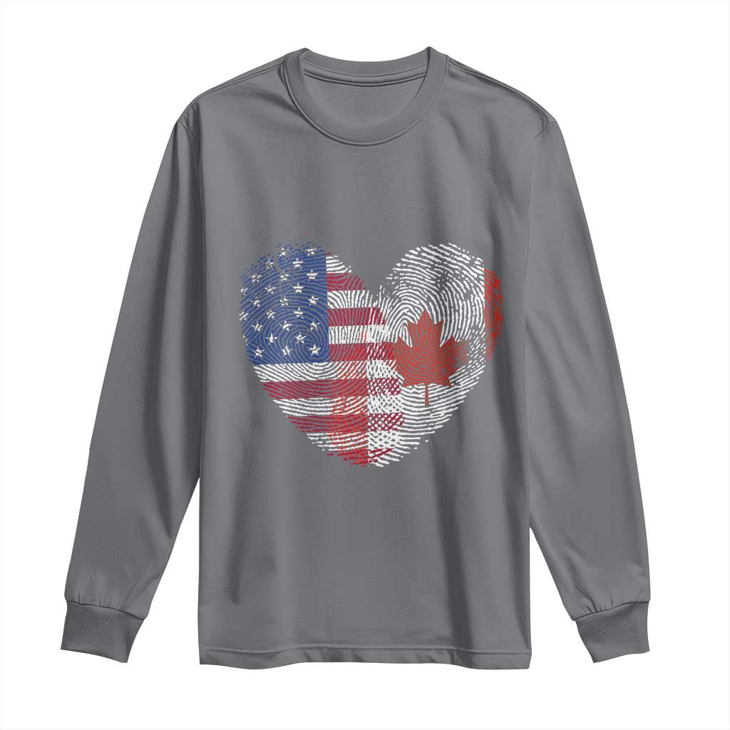 Half Canadian Half American USA Flag Canada America Long Sleeve Shirt TS14 Charcoal Print Your Wear