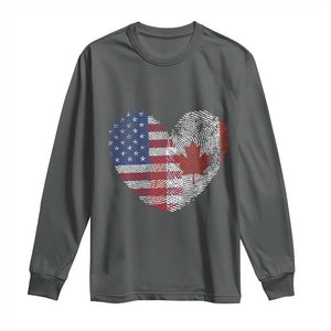 Half Canadian Half American USA Flag Canada America Long Sleeve Shirt TS14 Dark Heather Print Your Wear