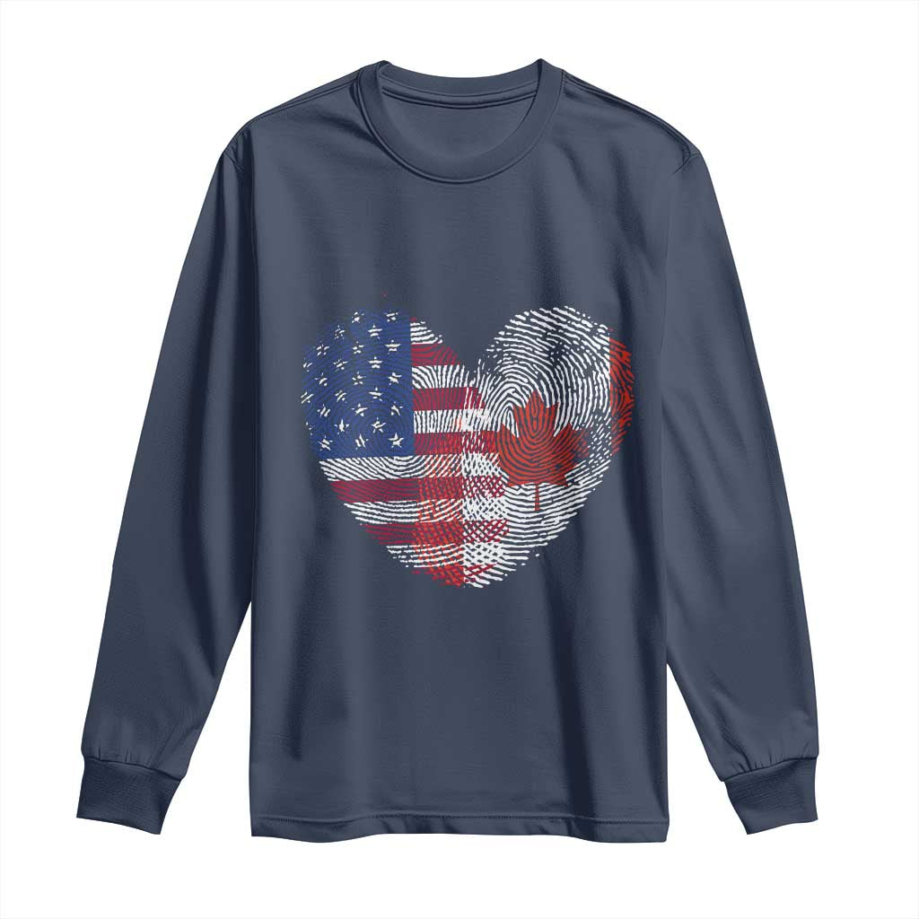 Half Canadian Half American USA Flag Canada America Long Sleeve Shirt TS14 Navy Print Your Wear