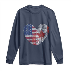 Half Canadian Half American USA Flag Canada America Long Sleeve Shirt TS14 Navy Print Your Wear