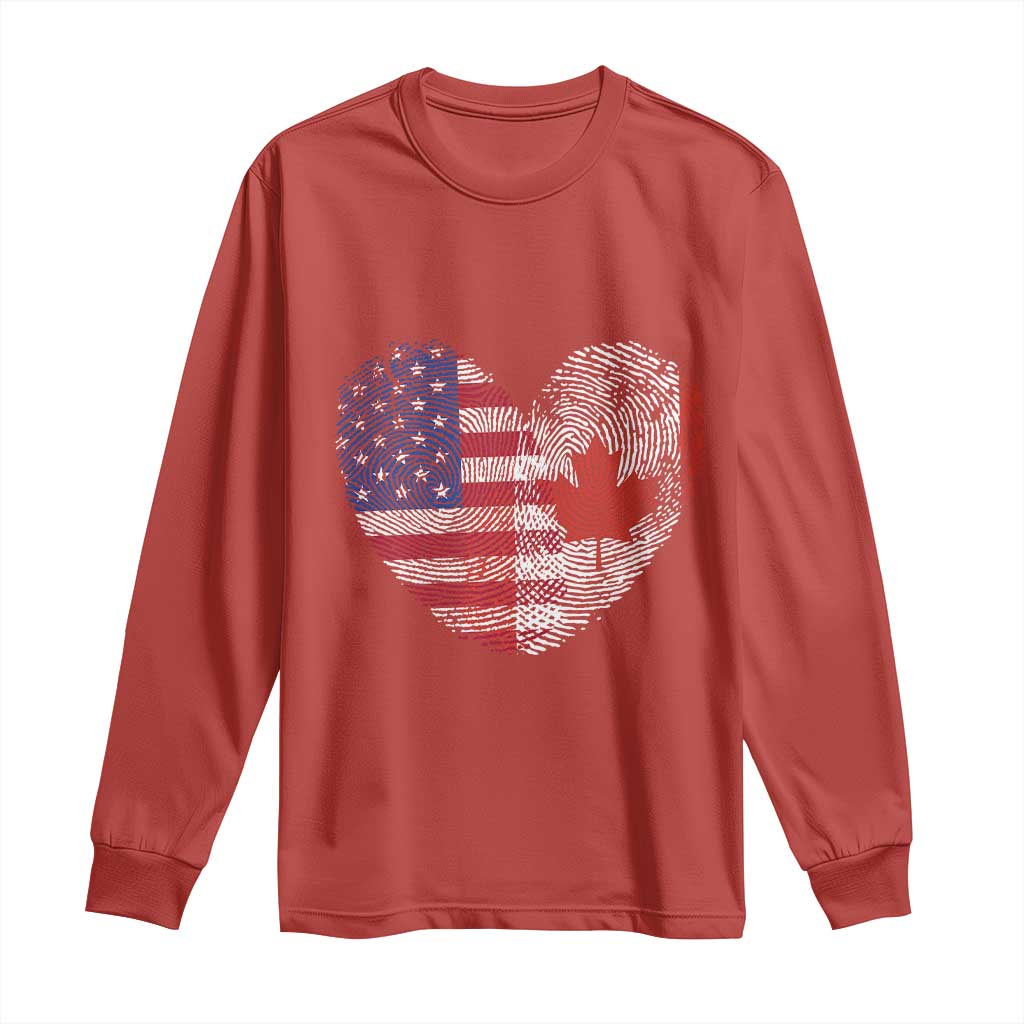 Half Canadian Half American USA Flag Canada America Long Sleeve Shirt TS14 Red Print Your Wear