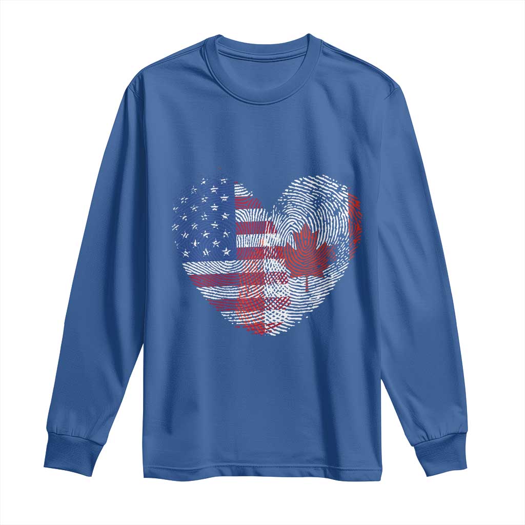 Half Canadian Half American USA Flag Canada America Long Sleeve Shirt TS14 Royal Blue Print Your Wear