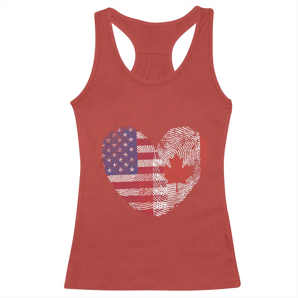 Half Canadian Half American USA Flag Canada America Racerback Tank Top TS14 Red Print Your Wear
