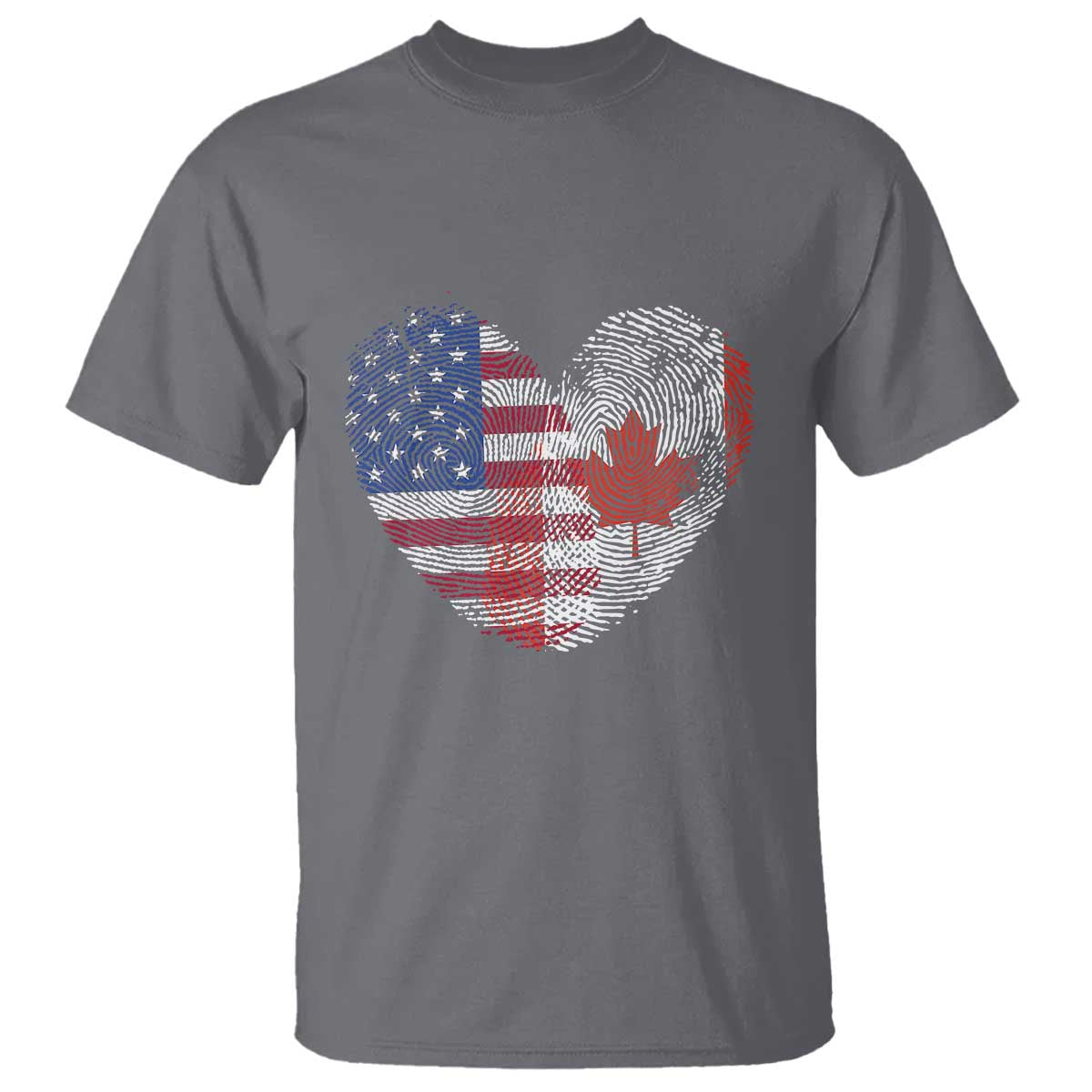 Half Canadian Half American USA Flag Canada America T Shirt TS14 Charcoal Print Your Wear