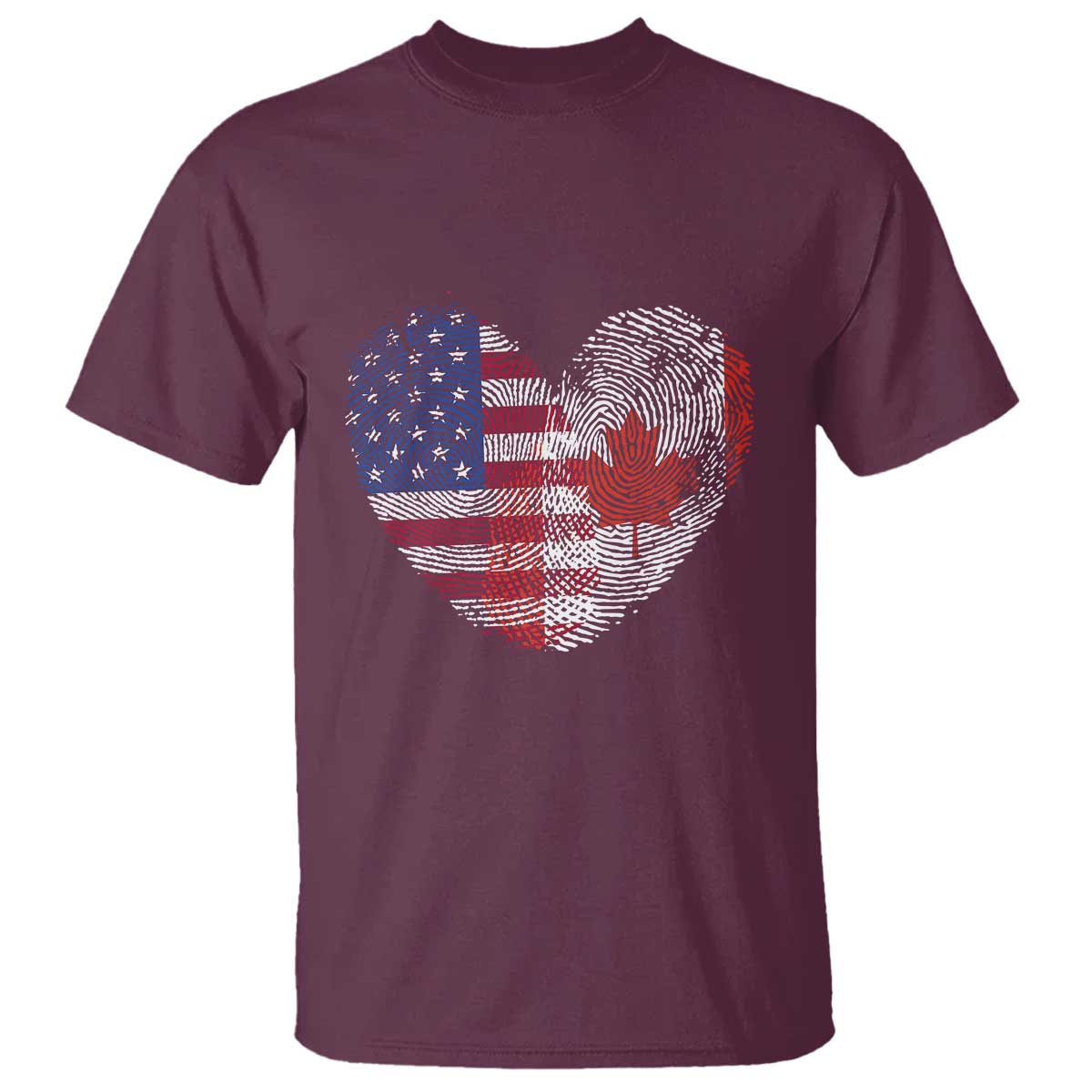 Half Canadian Half American USA Flag Canada America T Shirt TS14 Maroon Print Your Wear