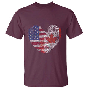 Half Canadian Half American USA Flag Canada America T Shirt TS14 Maroon Print Your Wear