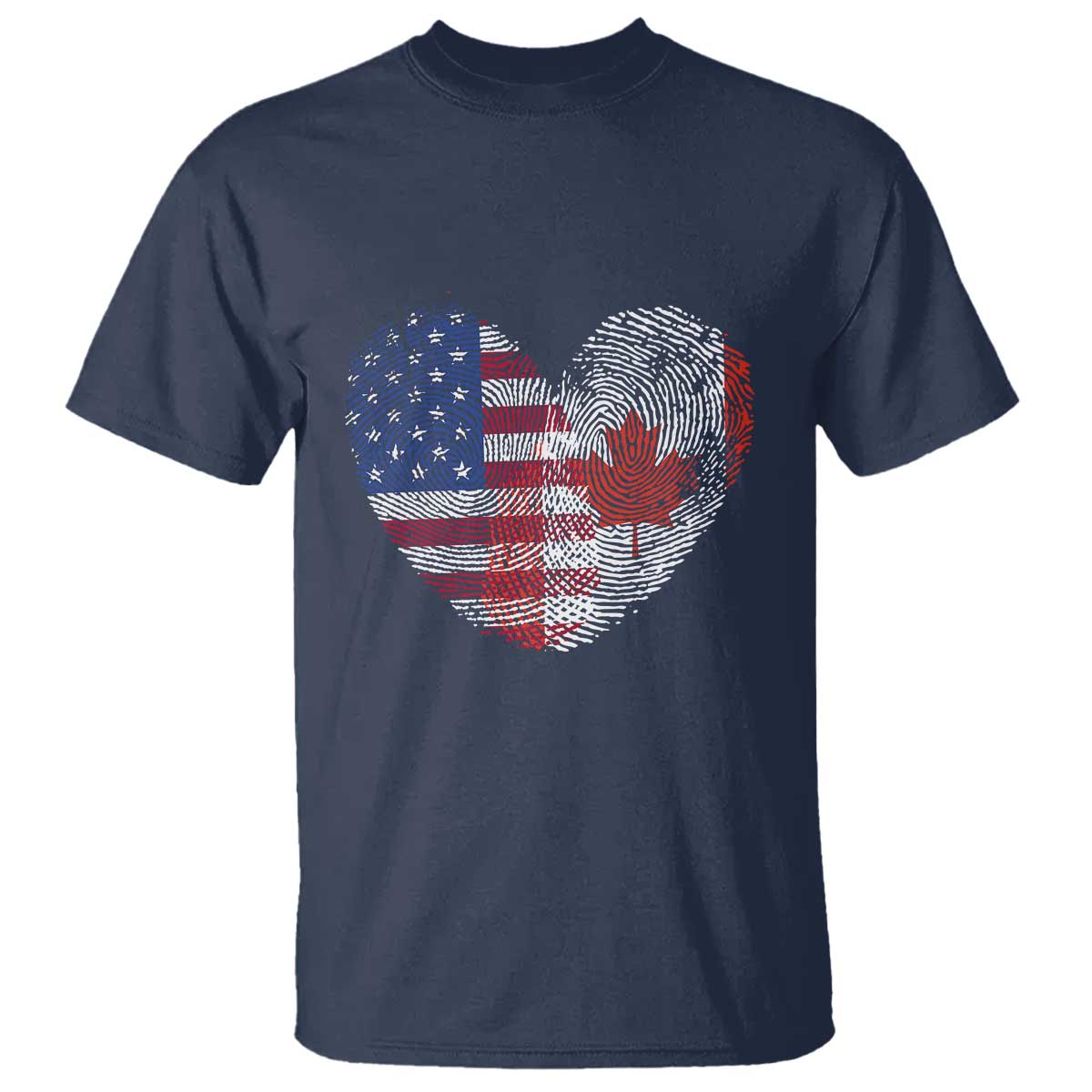 Half Canadian Half American USA Flag Canada America T Shirt TS14 Navy Print Your Wear