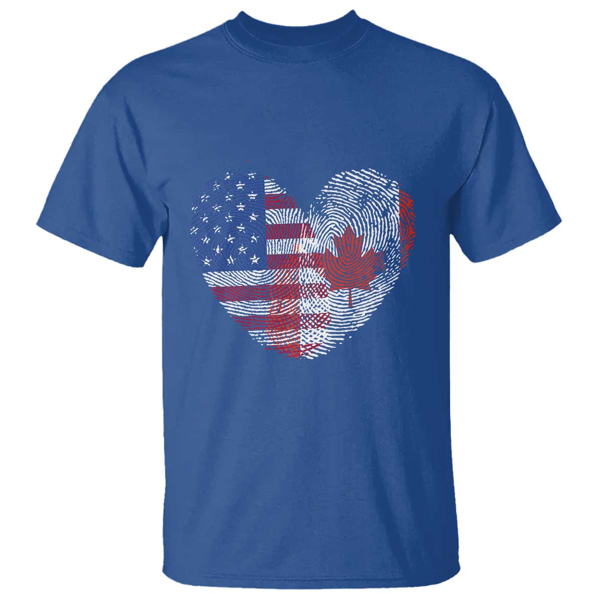 Half Canadian Half American USA Flag Canada America T Shirt TS14 Royal Blue Print Your Wear