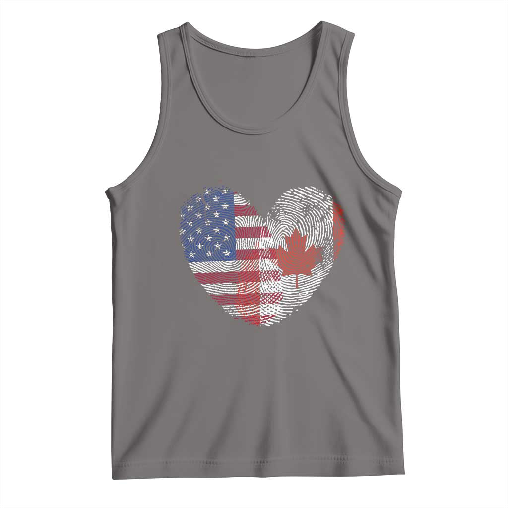 Half Canadian Half American USA Flag Canada America Tank Top TS14 Deep Heather Print Your Wear