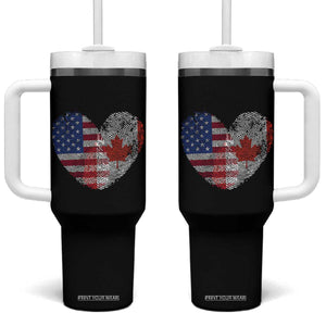 Half Canadian Half American USA Flag Canada America Tumbler With Handle TS14 One Size: 40 oz Black Print Your Wear