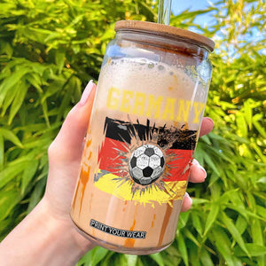 Germany Soccer Fan Glass Can German Football Game Day Supporter TS14 Black Print Your Wear