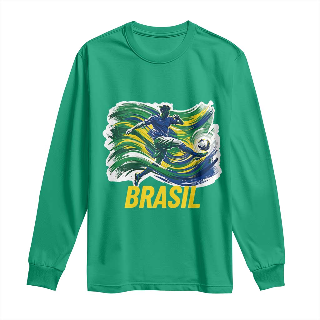 Brazil Soccer Brasil Flag Patriotic Sports Long Sleeve Shirt Brazilian Football Fan Supporter TS14 Irish Green Print Your Wear