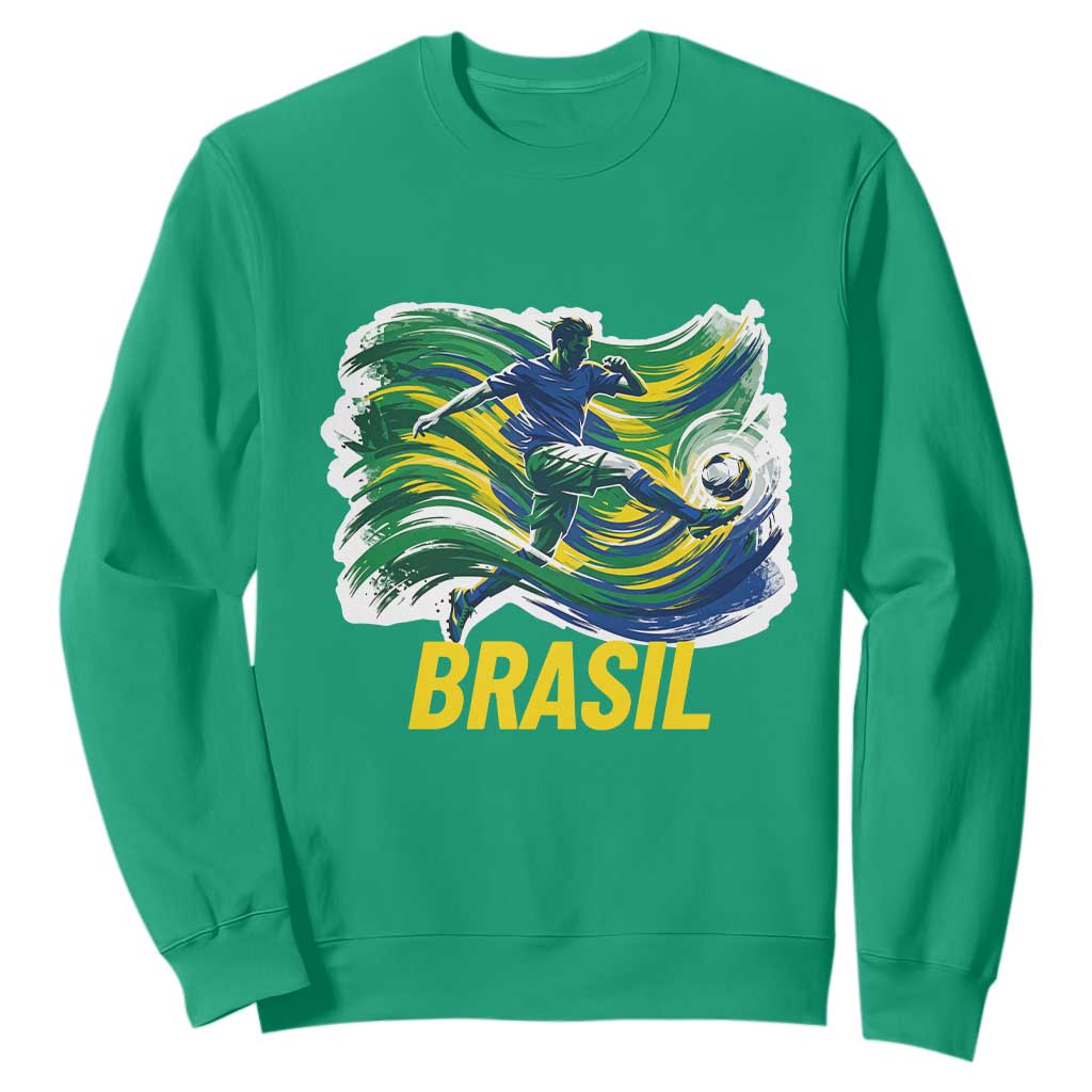 Brazil Soccer Brasil Flag Patriotic Sports Sweatshirt Brazilian Football Fan Supporter TS14 Irish Green Print Your Wear