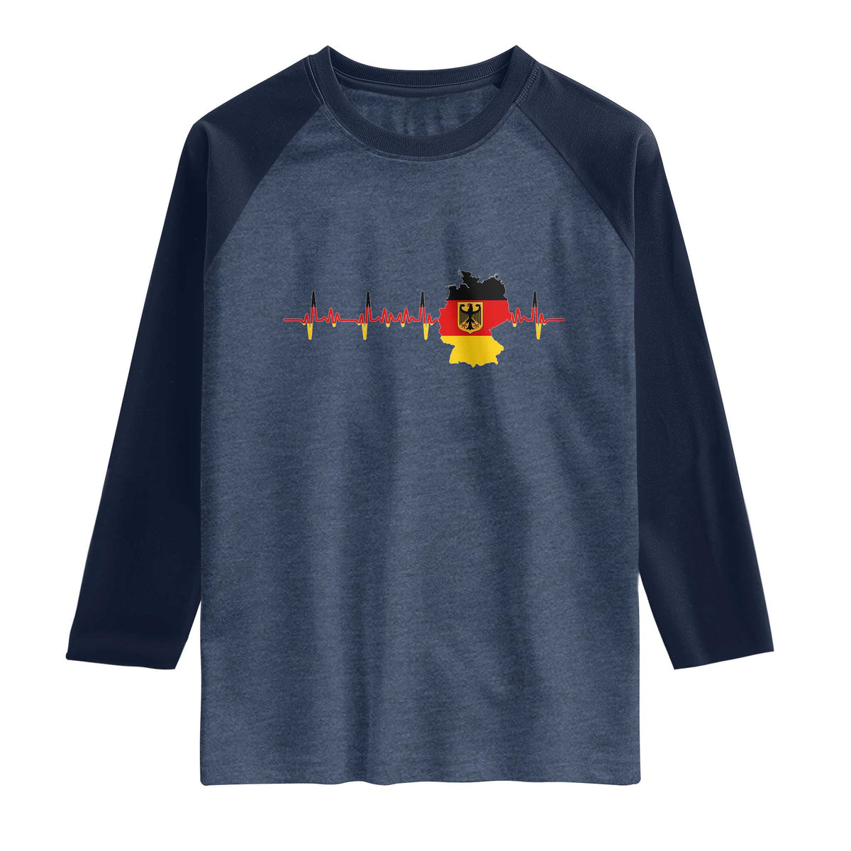 Deutschland Flag Eagle Vintage German Heritage Pride Raglan Shirt TS14 Heather Denim Navy Print Your Wear