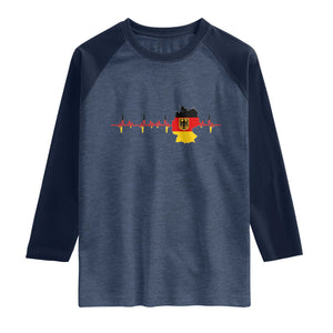 Deutschland Flag Eagle Vintage German Heritage Pride Raglan Shirt TS14 Heather Denim Navy Print Your Wear