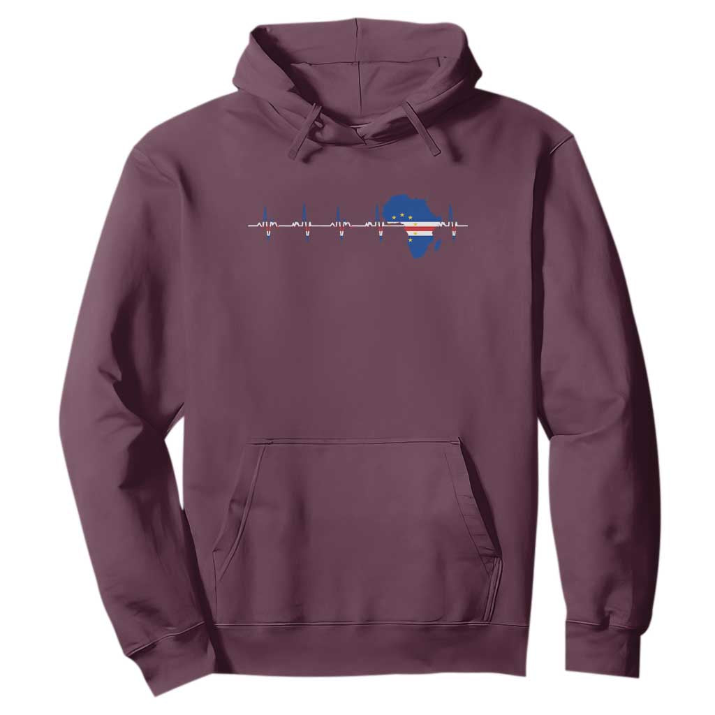 Cape Verde Flag Heartbeat Cabo Verdeans Pride Hoodie TS14 Maroon Print Your Wear
