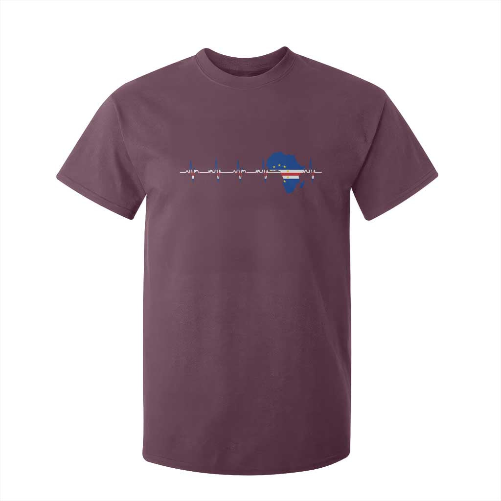 Cape Verde Flag Heartbeat Cabo Verdeans Pride T Shirt For Kid TS14 Maroon Print Your Wear