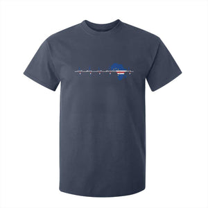Cape Verde Flag Heartbeat Cabo Verdeans Pride T Shirt For Kid TS14 Navy Print Your Wear