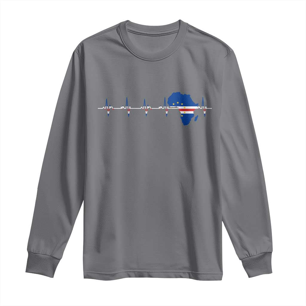 Cape Verde Flag Heartbeat Cabo Verdeans Pride Long Sleeve Shirt TS14 Charcoal Print Your Wear