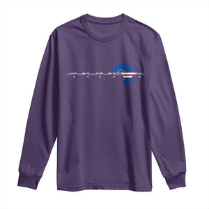Cape Verde Flag Heartbeat Cabo Verdeans Pride Long Sleeve Shirt TS14 Purple Print Your Wear