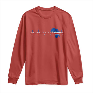 Cape Verde Flag Heartbeat Cabo Verdeans Pride Long Sleeve Shirt TS14 Red Print Your Wear