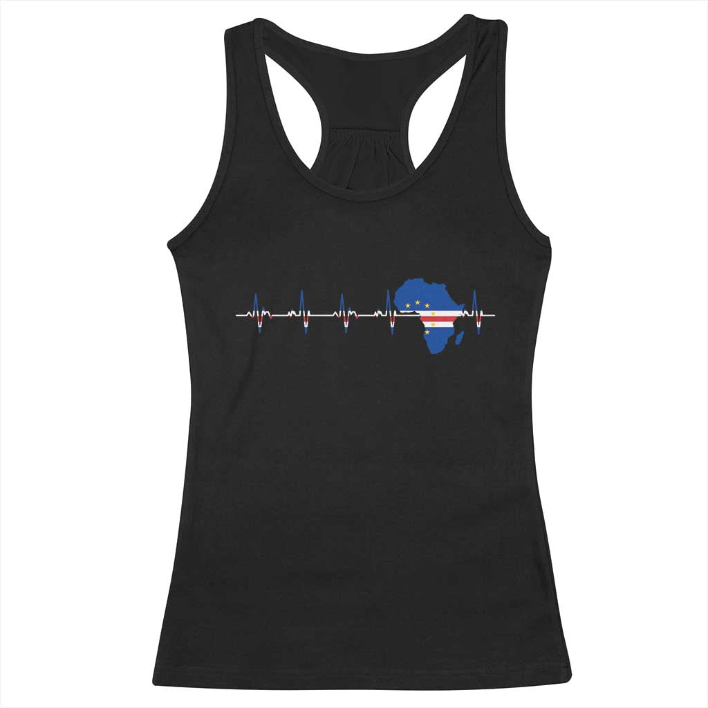 Cape Verde Flag Heartbeat Cabo Verdeans Pride Racerback Tank Top TS14 Black Print Your Wear