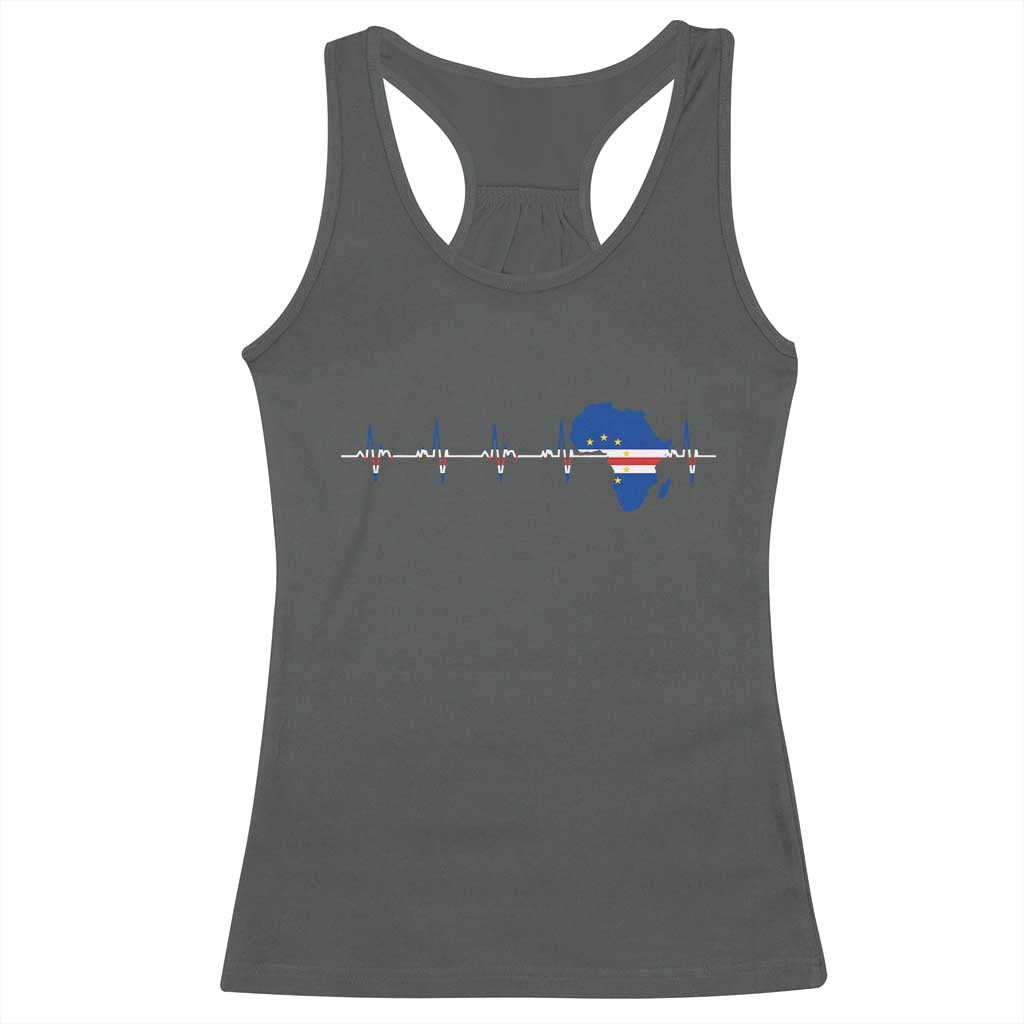 Cape Verde Flag Heartbeat Cabo Verdeans Pride Racerback Tank Top TS14 Dark Heather Print Your Wear