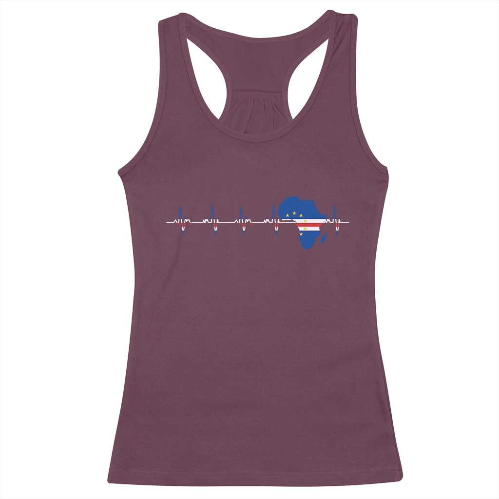 Cape Verde Flag Heartbeat Cabo Verdeans Pride Racerback Tank Top TS14 Maroon Print Your Wear