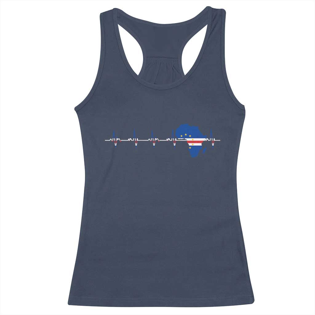 Cape Verde Flag Heartbeat Cabo Verdeans Pride Racerback Tank Top TS14 Navy Print Your Wear