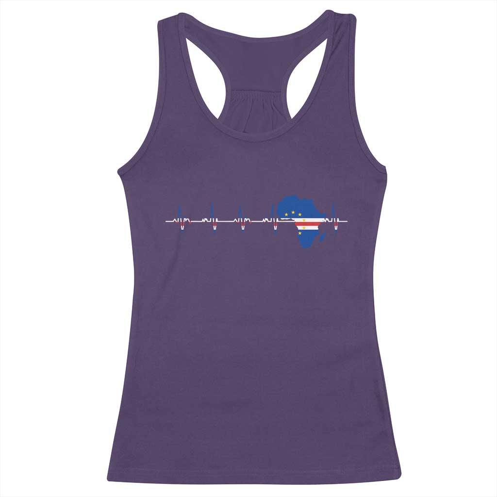Cape Verde Flag Heartbeat Cabo Verdeans Pride Racerback Tank Top TS14 Purple Print Your Wear