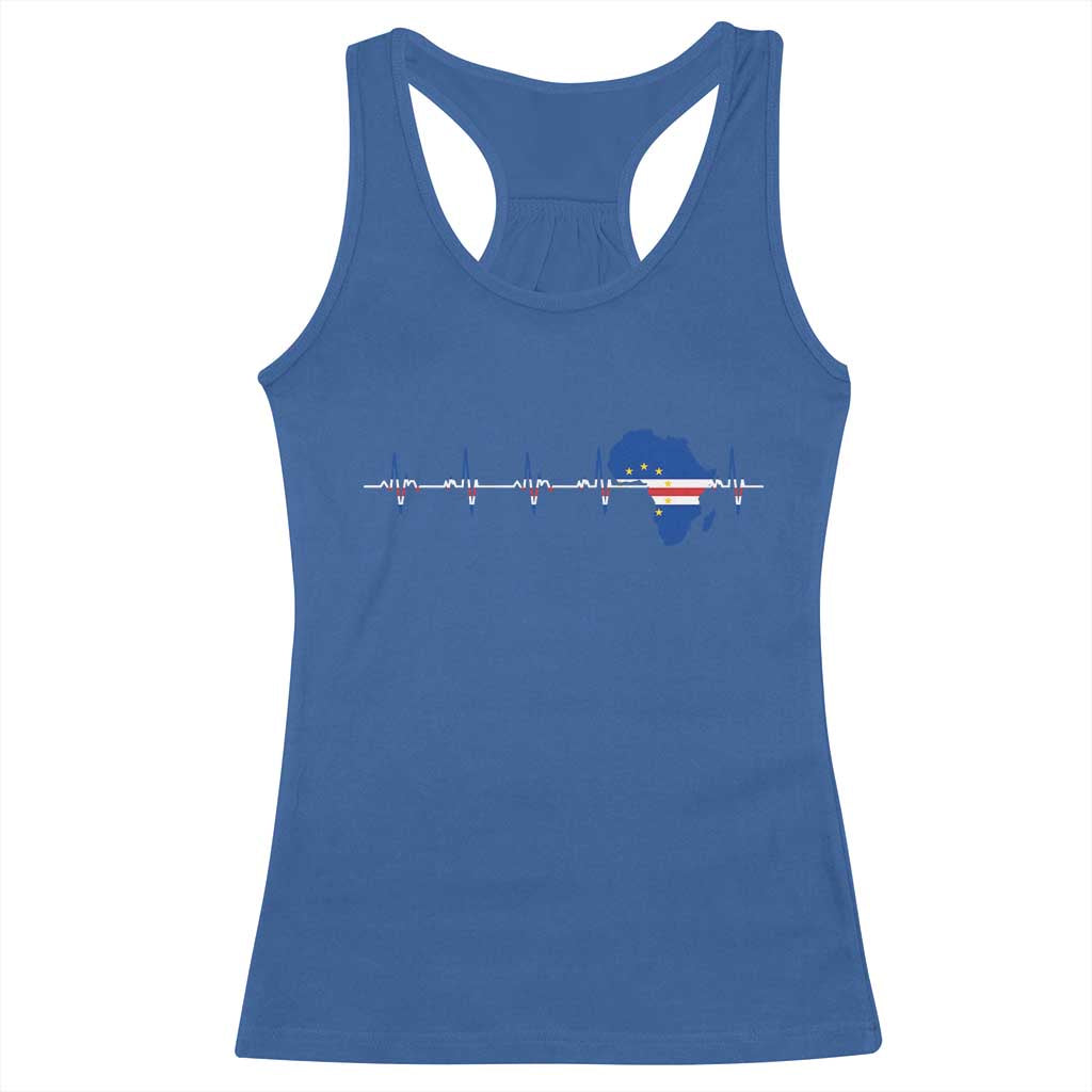 Cape Verde Flag Heartbeat Cabo Verdeans Pride Racerback Tank Top TS14 Royal Blue Print Your Wear