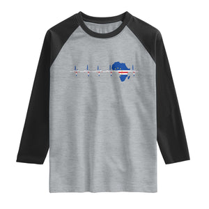 Cape Verde Flag Heartbeat Cabo Verdeans Pride Raglan Shirt TS14 Heather Gray Black Print Your Wear