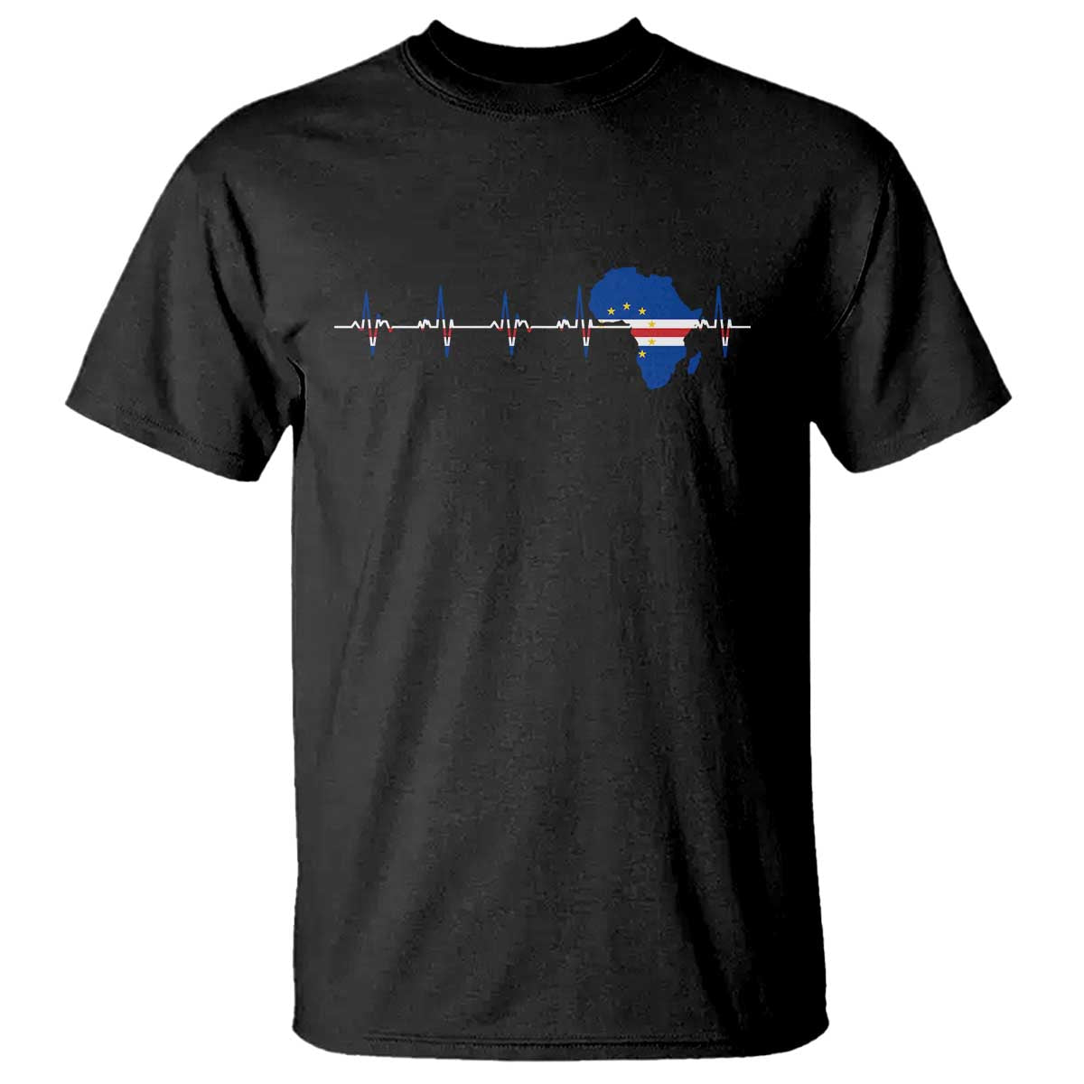 Cape Verde Flag Heartbeat Cabo Verdeans Pride T Shirt TS14 Black Print Your Wear