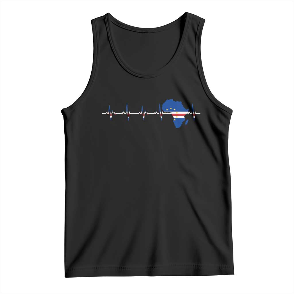 Cape Verde Flag Heartbeat Cabo Verdeans Pride Tank Top TS14 Black Print Your Wear