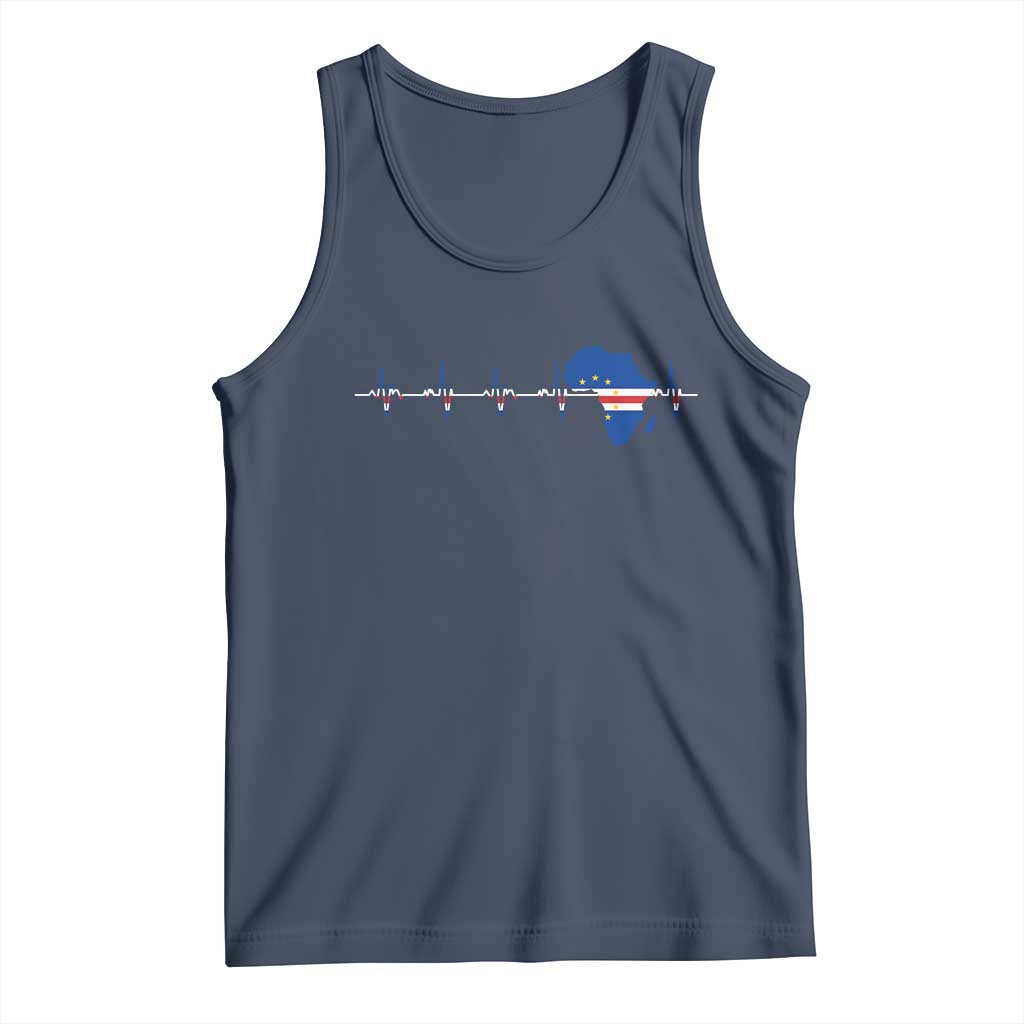 Cape Verde Flag Heartbeat Cabo Verdeans Pride Tank Top TS14 Navy Print Your Wear