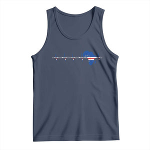 Cape Verde Flag Heartbeat Cabo Verdeans Pride Tank Top TS14 Navy Print Your Wear