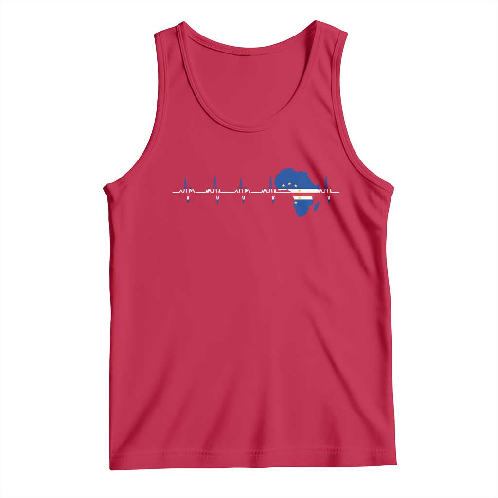 Cape Verde Flag Heartbeat Cabo Verdeans Pride Tank Top TS14 Red Print Your Wear