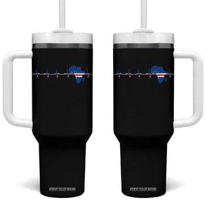 Cape Verde Flag Heartbeat Cabo Verdeans Pride Tumbler With Handle TS14 One Size: 40 oz Black Print Your Wear