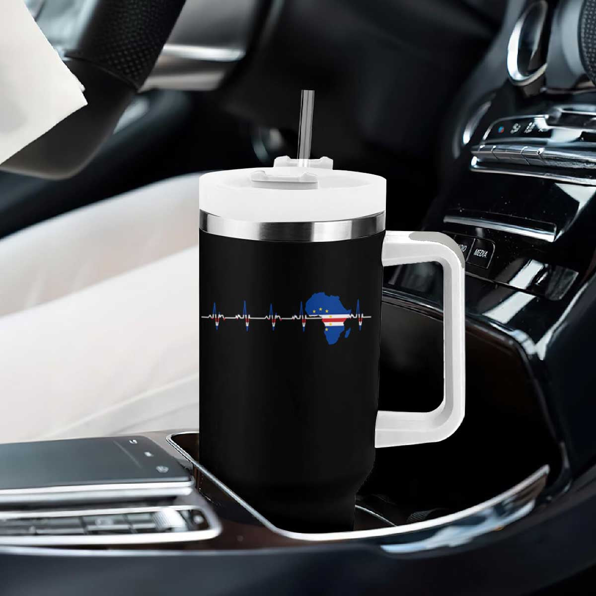 Cape Verde Flag Heartbeat Cabo Verdeans Pride Tumbler With Handle TS14 Print Your Wear