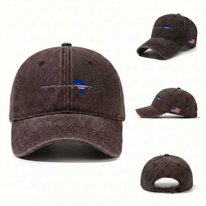 Cape Verde Flag Heartbeat Cabo Verdeans Pride Washed Cotton Baseball Cap TS14 Washed Cap Universal Fit Dark Brown Print Your Wear