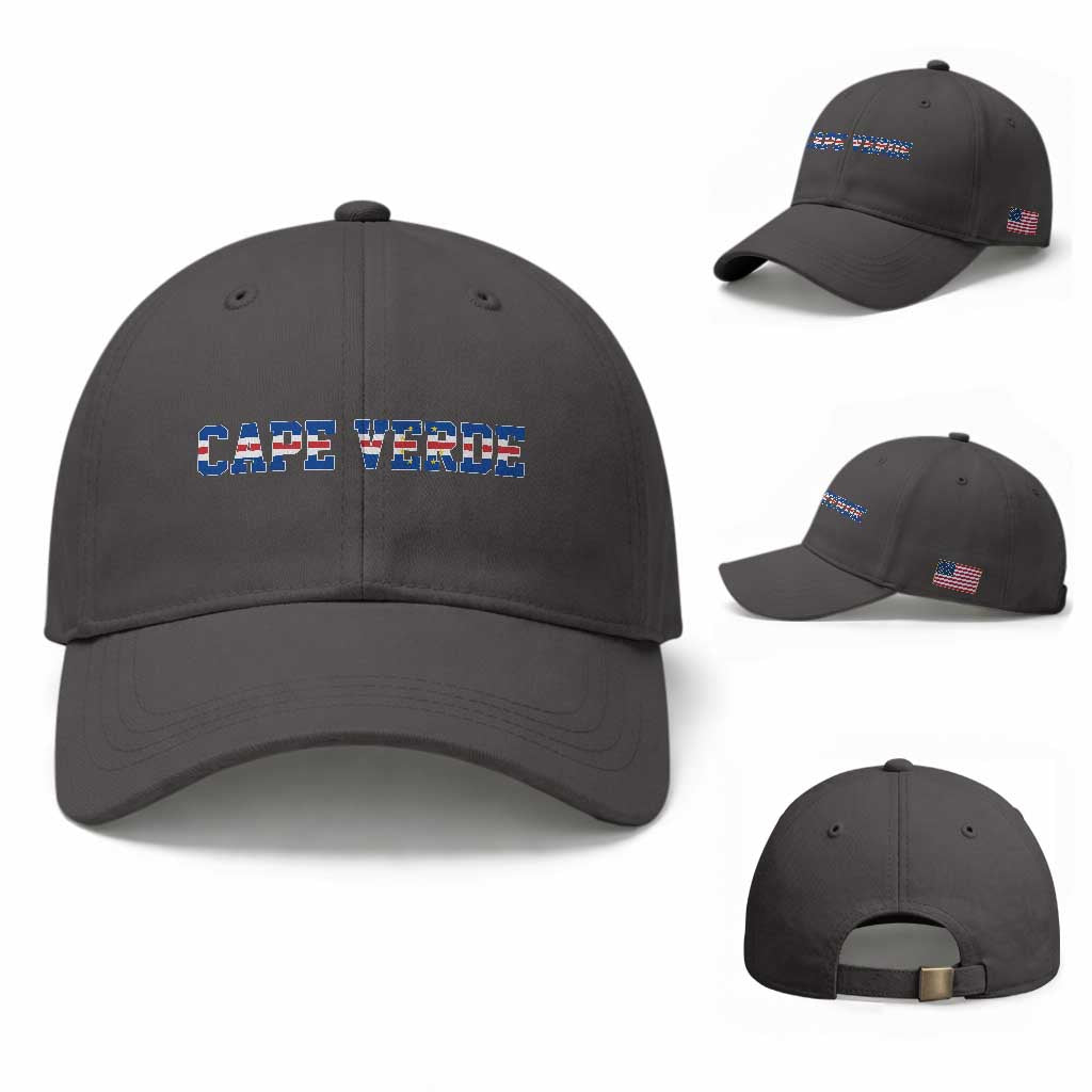 Cabo Verde Flag Cabo Verdean Pride Baseball Cap TS14 Baseball Cap Universal Fit Dark Gray Print Your Wear