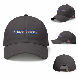 Cabo Verde Flag Cabo Verdean Pride Baseball Cap TS14 Baseball Cap Universal Fit Dark Gray Print Your Wear